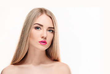 Image showing Beautiful Blonde Girl. Healthy Long Hair