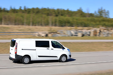 Image showing White Delivery Van at Speed