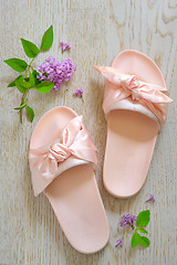 Image showing Rose pink woman slippers 