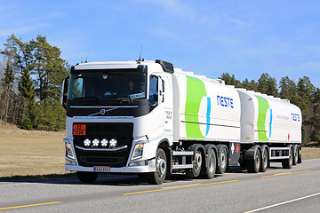 Image showing White Volvo FH Fuel Tanker of Neste Road Transport