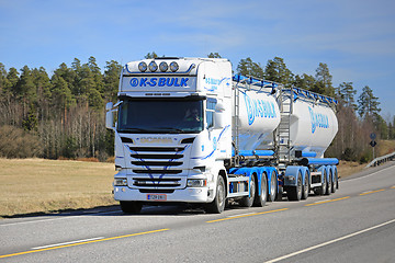 Image showing Scania Tank Truck of KS-Bulk on Beautiful Day