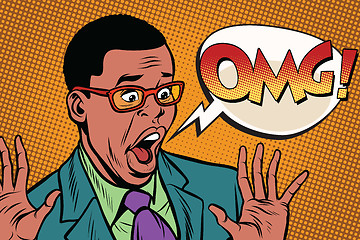 Image showing OMG black man businessman pop art style