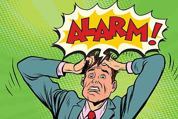 Image showing alarm businessman in panic