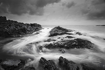 Image showing Seascape with moody weather and swirling ocean flows