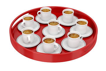 Image showing Plastic tray with coffee cups