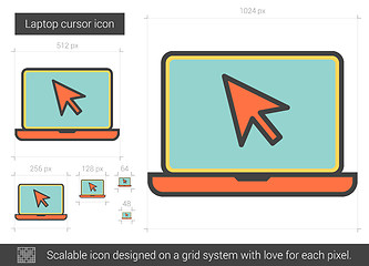 Image showing Laptop cursor line icon.