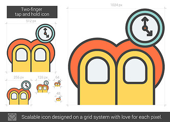 Image showing Two-finger tap and hold line icon.