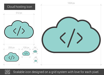 Image showing Cloud hosting line icon.