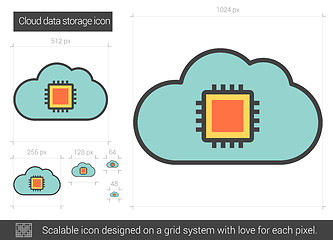 Image showing Cloud data storage line icon.