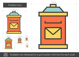 Image showing Postbox line icon.