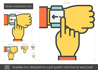 Image showing Smart wristwatch line icon.