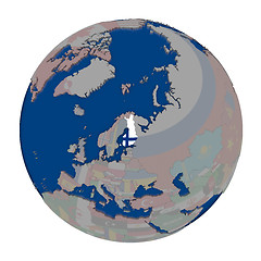 Image showing Finland on political globe