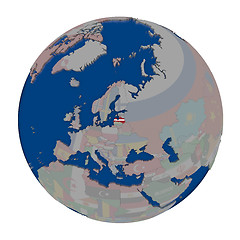 Image showing Latvia on political globe