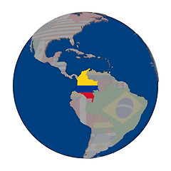 Image showing Colombia on political globe
