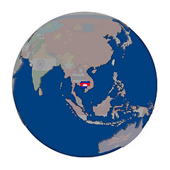 Image showing Cambodia on political globe