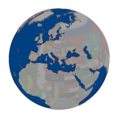 Image showing Albania on political globe