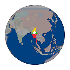 Image showing Myanmar on political globe