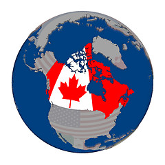 Image showing Canada on political globe