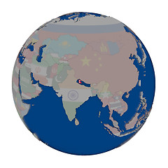 Image showing Nepal on political globe