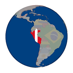 Image showing Peru on political globe