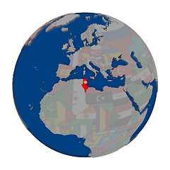 Image showing Tunisia on political globe