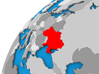 Image showing Ukraine on globe in red