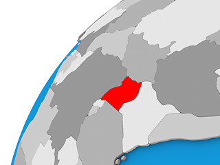 Image showing Uganda on globe in red