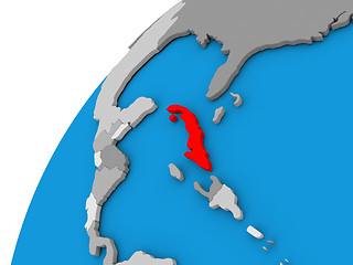 Image showing Cuba on globe in red