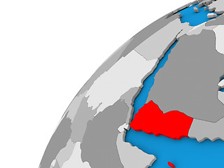 Image showing Yemen on globe in red