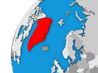 Image showing Greenland on globe in red