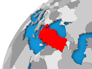 Image showing Turkey on globe in red