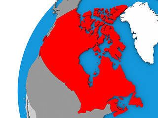 Image showing Canada on globe in red