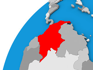 Image showing Colombia on globe in red