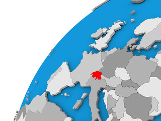 Image showing Switzerland on globe in red