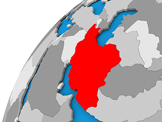 Image showing Iran on globe in red