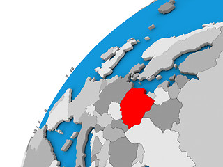 Image showing Poland on globe in red