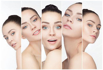 Image showing The collage of a beautiful woman with perfect clean skin