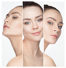 Image showing The collage of a beautiful woman with perfect clean skin