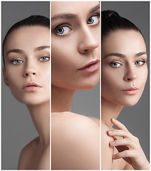 Image showing The collage of a beautiful woman with perfect clean skin