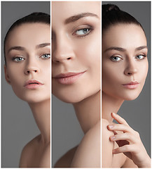 Image showing The collage of a beautiful woman with perfect clean skin