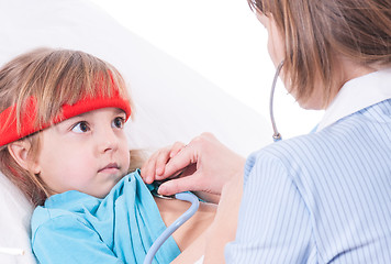 Image showing Sick little girl in bed