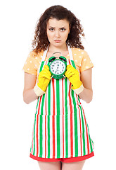 Image showing Housewife with cleaning supplies