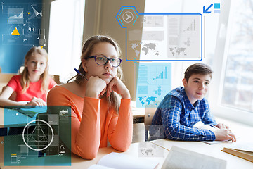 Image showing group of students with notebooks at school lesson