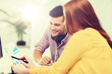 Image showing creative team with headphones and computer