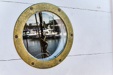 Image showing  nautical porthole, close-up