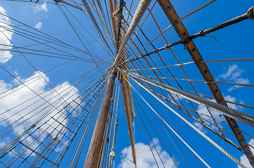 Image showing Standing rigging on an old ship