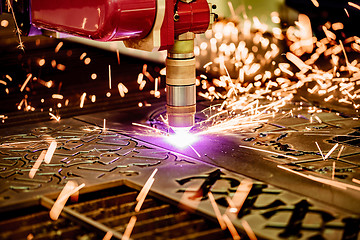 Image showing CNC Laser plasma cutting of metal, modern industrial technology.