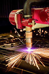 Image showing CNC Laser plasma cutting of metal, modern industrial technology.