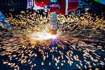 Image showing CNC Laser plasma cutting of metal, modern industrial technology.