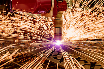 Image showing CNC Laser plasma cutting of metal, modern industrial technology.